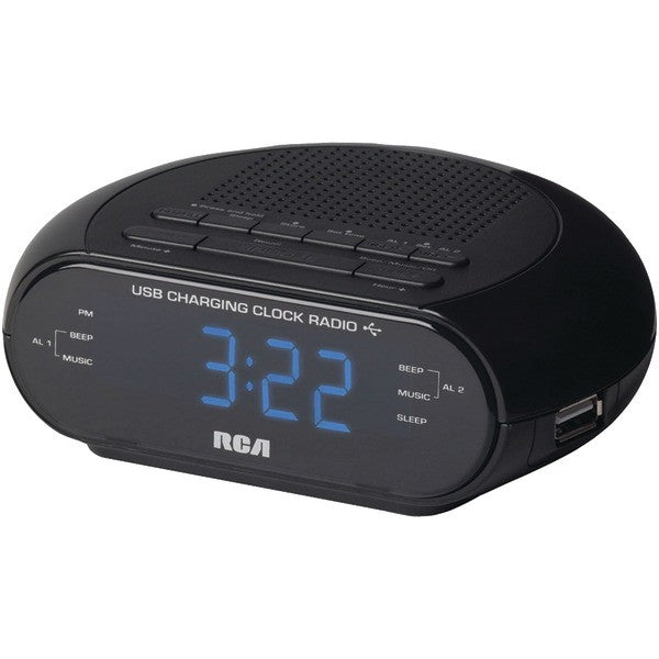 RCA RC207 Dual Wake Clock Radio with USB Charging