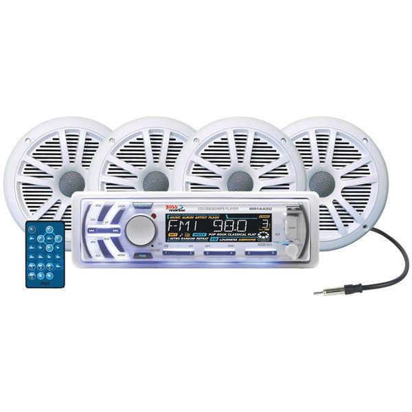BOSS MCK1440W.64 Marine Single-DIN In-Dash CD Receiver with 4 Speakers