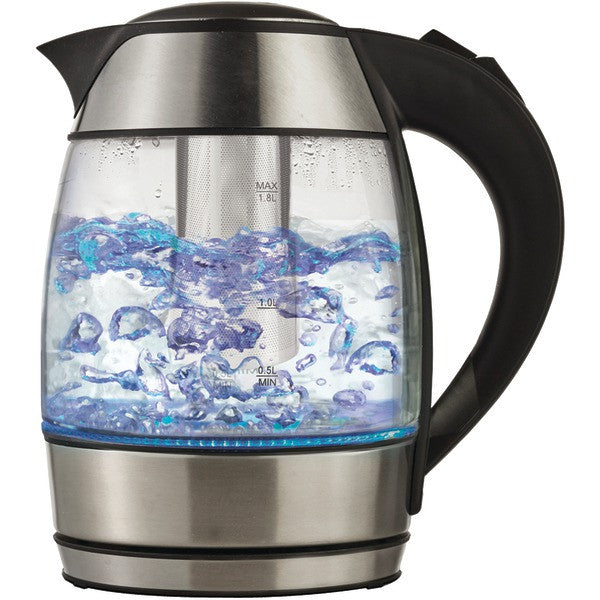 BRENTWOOD KT-1960BK Borosilicate Glass Tea Kettle with Tea Infuser