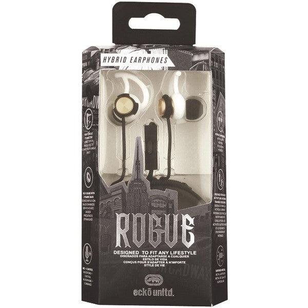 ECKO UNLIMITED EKU-ROG-WHT Rogue Hybrid Earbuds with Microphone(White)