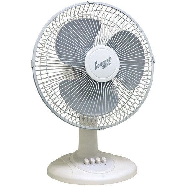 COMFORT ZONE CZ121BW 12" Oscillating Table Fan (White)