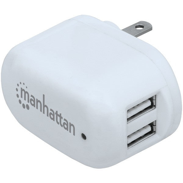 MANHATTAN 101738 PopCharge Home NEMA 5-15 Dual-USB Wall Charger