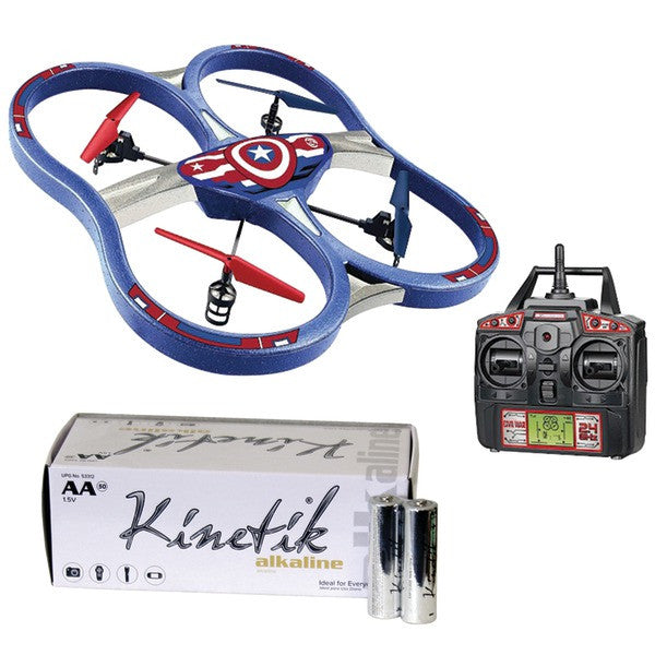 Marvel 34887 4.5-channel 2.4ghz Captain America Super Drone & Kinetic 50 Pk Aa