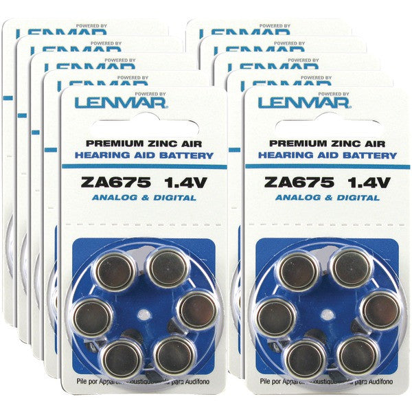 LENMAR HZA675-60 ZA675 Premium Zinc Air Hearing Aid Batteries, 60 pk