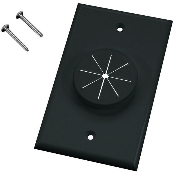 MIDLITE 1GBK-GR1 Single-Gang Wireport(TM) Wall Plate with Grommet (Black)