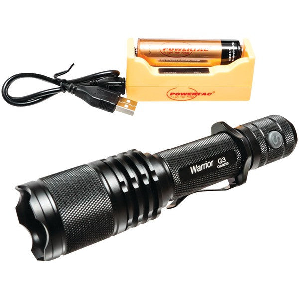 POWERTAC WARG3-RCH 1,050-Lumen Warrior Flashlight (With Rechargeable Kit)