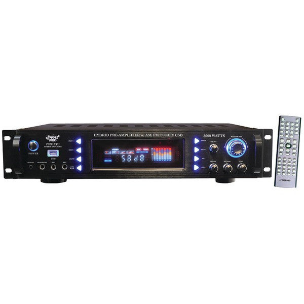 PYLE PRO P3201ATU 3,000-Watt Hybrid Home Stereo Receiver Amp with USB