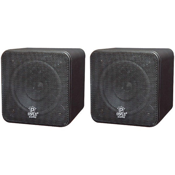 PYLE HOME PCB4BK 4" 200-Watt Mini-Cube Bookshelf Speakers (Black)