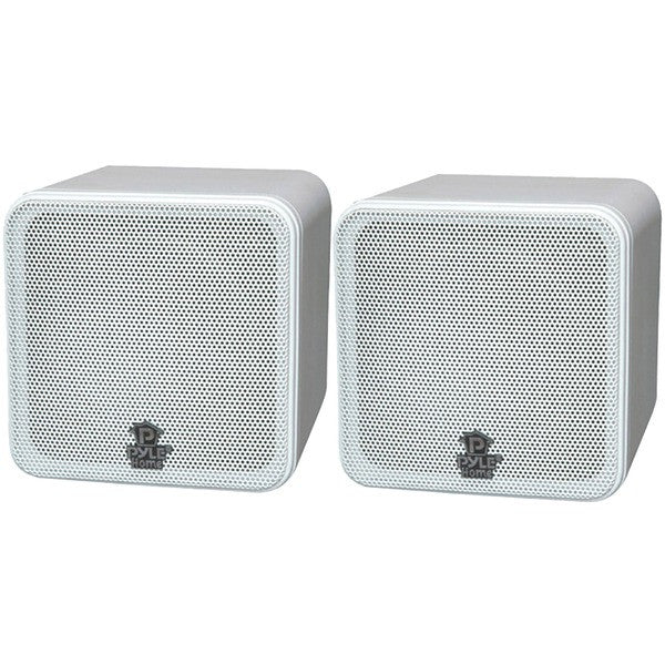 PYLE HOME PCB4WT 4" 200-Watt Mini-Cube Bookshelf Speakers (White)