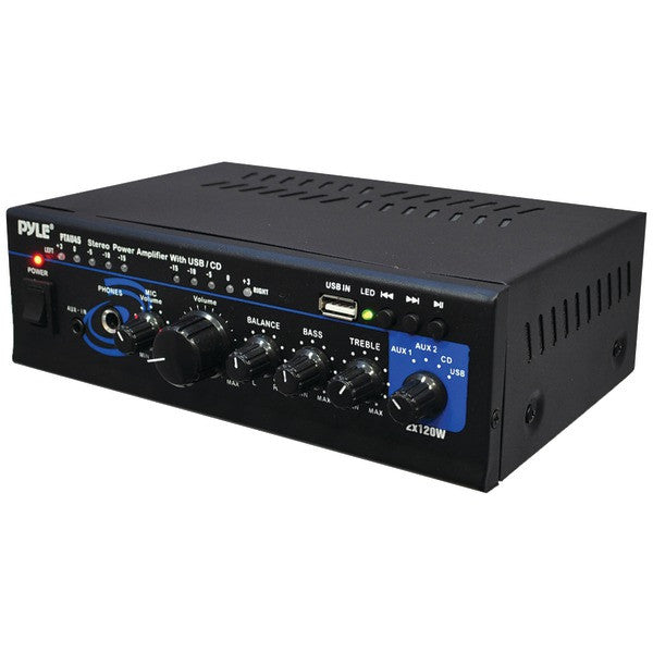 PYLE HOME PTAU45 120-Watt x 2 Stereo Power Amp with USB Reader