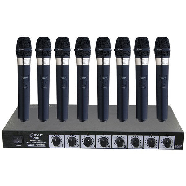 PYLE PDWM8400 8-Microphone Professional Handheld VHF Wireless System