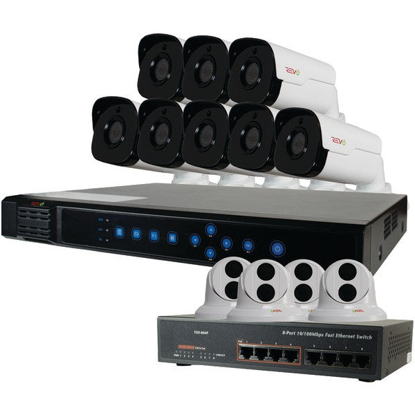 REVO RU161T4GB8G-4T Ultra(TM) 16-Channel 4TB IP NVR with 8 Bullet & 4 Turret Cameras
