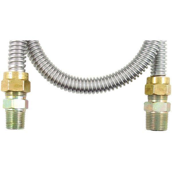 Gas Range & Gas Furnace Flex-Line (48" gas range, fitted with 1-2" MIP (tapped with 3-8" FIP) x 3-4" MIP (tapped with 1-2" FIP); Polybagged)