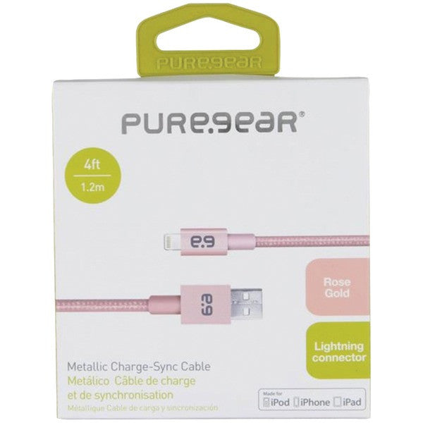 Puregear 12122VRP Charge & Sync Lightning(R) to USB Metallic Braided Rope Cable, 9" (Black)