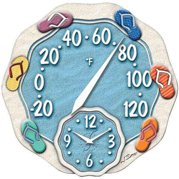 SPRINGFIELD 91620 12" Sandals Thermometer with Clock