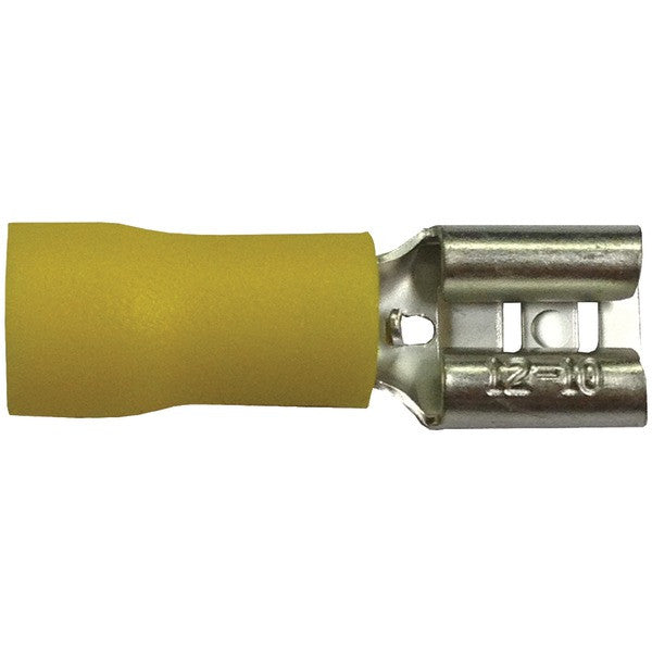 AMERICAN TERMINAL 80286 Vinyl .25 Tab Size Female Quick Disconnects, 100 pk (12-10 Gauge, Yellow)