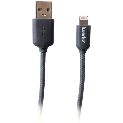 IWERKZ 44550 Braided Lightning(R) to USB Cable, 4ft (Gray)