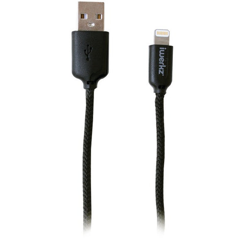 IWERKZ 44551 Braided Lightning(R) to USB Cable, 4ft (Black)