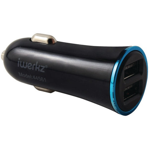 IWERKZ 44561 3.4-Amp Dual-Port USB Car Charger (Black)