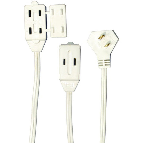 AXIS 45503 3-Outlet White Wall Hugger Indoor Extension Cord, 6ft