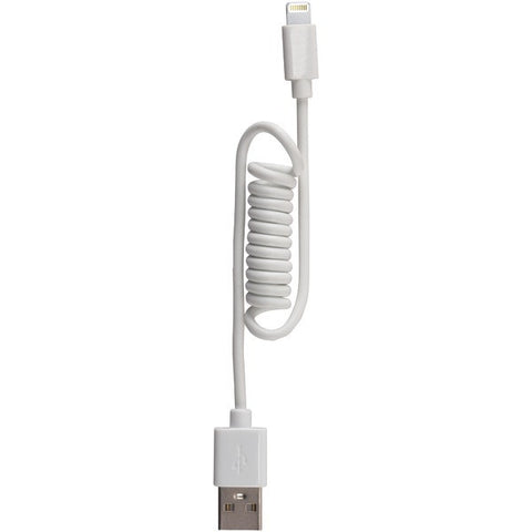 RCA AH750CR Charge & Sync Coiled Lightning(R) to USB Cable, 4ft (White)