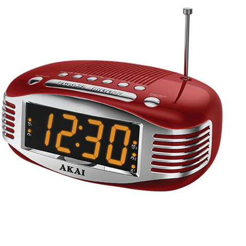 AKAI CE1500R Retro-Style AM-FM Dual Alarm Clock Radio