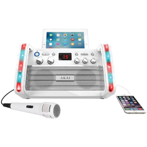 AKAI KS213W CD+G Karaoke System with iPad(R)-Tablet Cradle & Light Effect