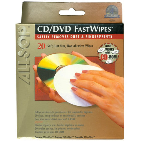 ALLSOP 50100 CD FastWipes(TM), 20 pk