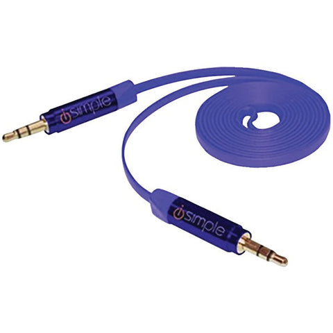 ISIMPLE ISMJ23BL MusicJax(TM) Flat 3.5mm Blue Audio Cable, 3ft