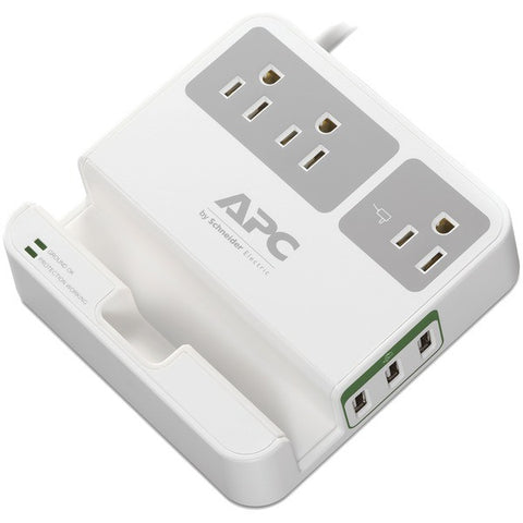 APC P3U3 3-Outlet SurgeArrest(R) Surge Protector with 3 USB Ports (White)
