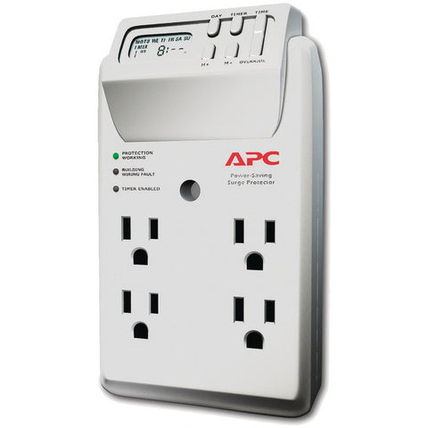 APC P4GC 4-Outlet Energy-Saving Surge Protector Wall Tap with LCD Timer