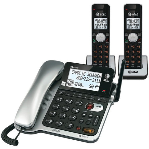 ATT ATCL84202 DECT 6.0 Corded-Cordless 2-Handset Phone System with Call Waiting-Caller ID,
