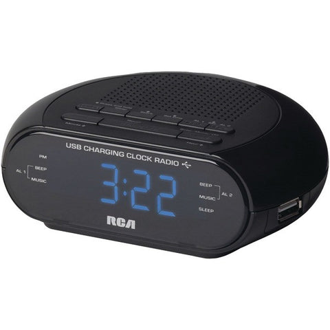 RCA RC207 Dual Wake Clock Radio with USB Charging