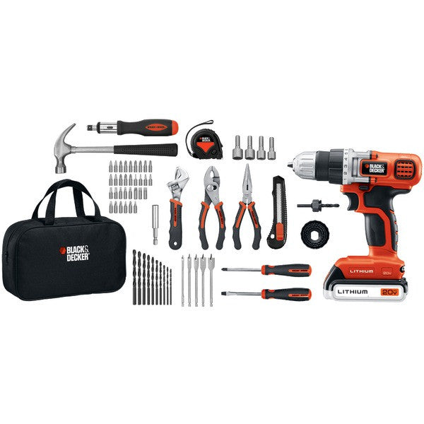 BLACK & DECKER LDX120PK 68-Piece 20-Volt Drill Project Kit