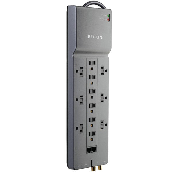 BELKIN BE112234-10 Home-Office Surge Protector (12-Outlet; 1-in-2-out telephone-modem protection; RJ45 & coaxial protection)