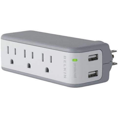 BELKIN BZ103050QTVL 3-Outlet Mini Surge Protector with 2 USB Ports