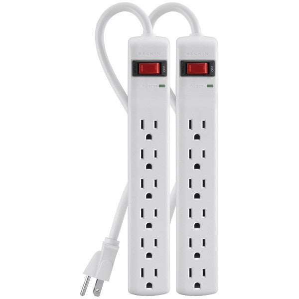 BELKIN F5C048-2 6-Outlet Surge Protectors, 2 pk