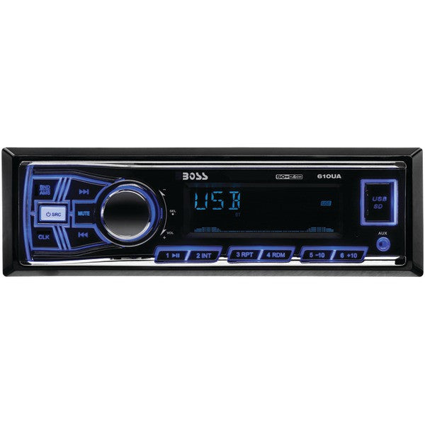 BOSS AUDIO 610UA Single-DIN In-Dash Mechless AM-FM Receiver (Without Bluetooth(R))
