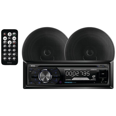 BOSS AUDIO 656BCK Single-DIN In-Dash CD AM-FM Receiver System with Bluetooth(R) & Speakers