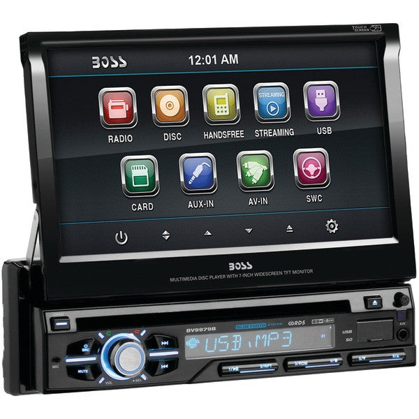 BOSS AUDIO BV9979B 7" Single-DIN In-Dash Flip-up DVD-MP3-CD & AM-FM Receiver with Bluetooth(R)