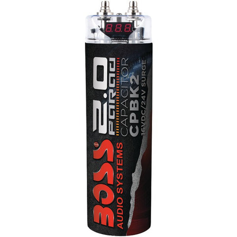 BOSS AUDIO CPBK2 2-Farad Capacitor (Black)