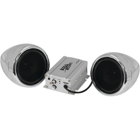 BOSS AUDIO MC420B 600-Watt Motorcycle-All-Terrain Speaker & Amp System (Silver, With Bluetooth(R) Audio Streaming)