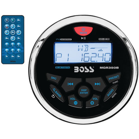 BOSS AUDIO MGR350B Marine-Gauge In-Dash Mechless AM-FM Receiver with Bluetooth(R)