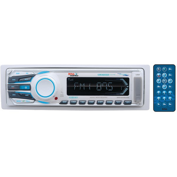 BOSS AUDIO MR1308UAB Marine Single-DIN In-Dash Mechless AM-FM Receiver with Bluetooth(R) (Silver)