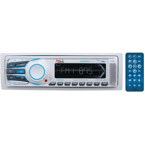 BOSS AUDIO MR1308UAB Marine Single-DIN In-Dash Mechless AM-FM Receiver with Bluetooth(R) (Silver)
