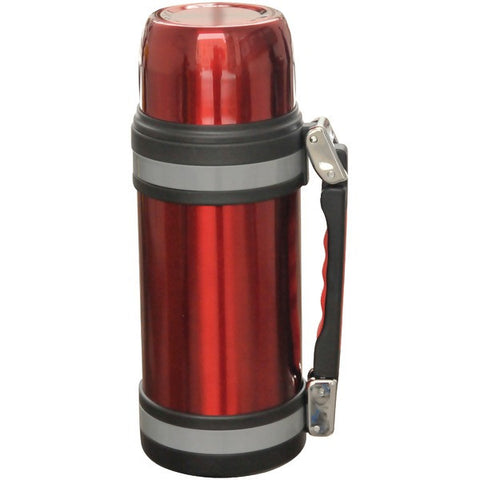 BRENTWOOD FTS-1200R 1.2 Liter Vacuum Bottle with Handle, Red Stainless Steel