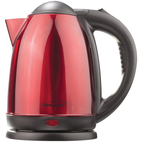 BRENTWOOD KT-1795 1.5-Liter Stainless Steel Electric Cordless Tea Kettle (Red)