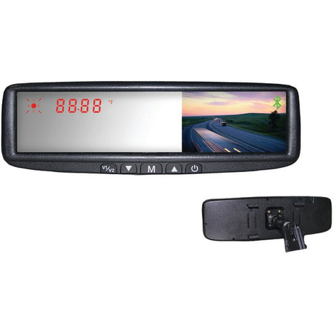 BOYO VTB45M 4.3" Digital LCD Mirror Monitor with Dual-Mounting Solution, Bluetooth(R), FM Transmitter & Compass
