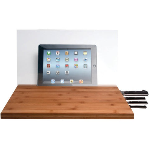 iPad Air(R)-iPad(R) with Retina(R) display-iPad(R) 3rd Gen-iPad(R) 2-iPad mini(TM)-Tablet & Knife Storage Bamboo Cutting Board with Screen Shield