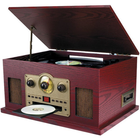 SYLVANIA SRCD838 Nostalgia 5-in-1 Turntable-CD-Radio-Cassette Player with Auxiliary Input